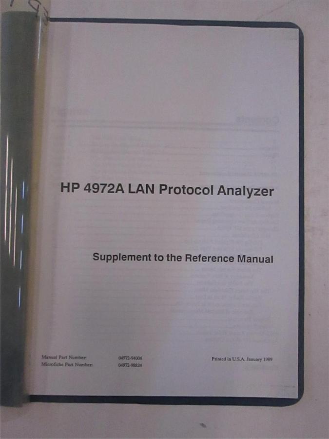 Used HP 4972A LAN Protocol Analyzer Supplement to Reference Manual, Used