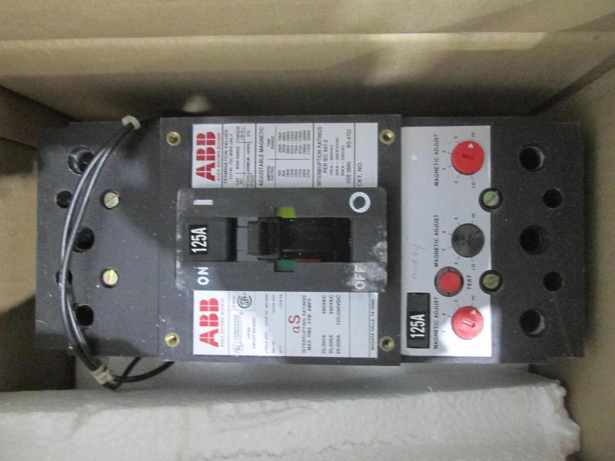 Used ABB, FSB4212SLUF4, 125A, 480v 3 Pole Circuit Breaker, unused.
