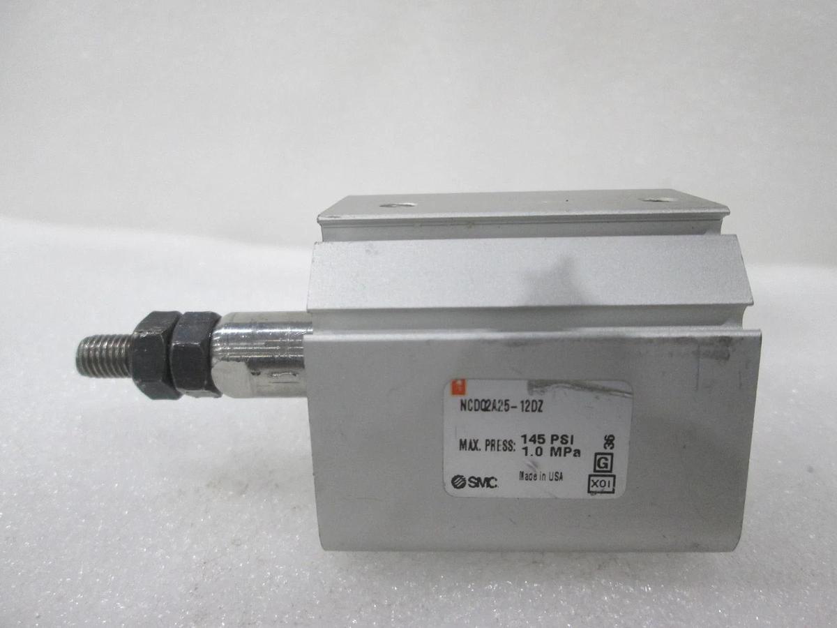 SMC, Pneumatic Cylinder, NCDQ2A25-12DZ, 145 PSI, 1.0 MPa, Used