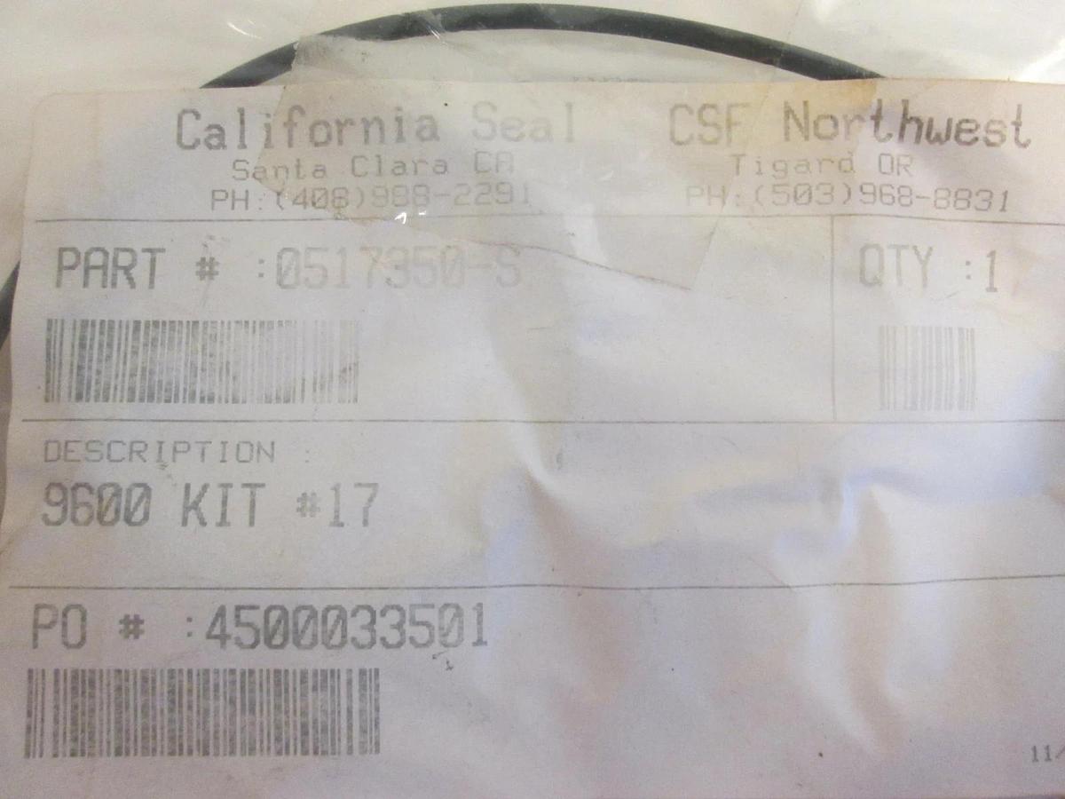 Used California Seal, 0517350, Silicone Black 9600 Kit #17, O-Ring Lot of 2