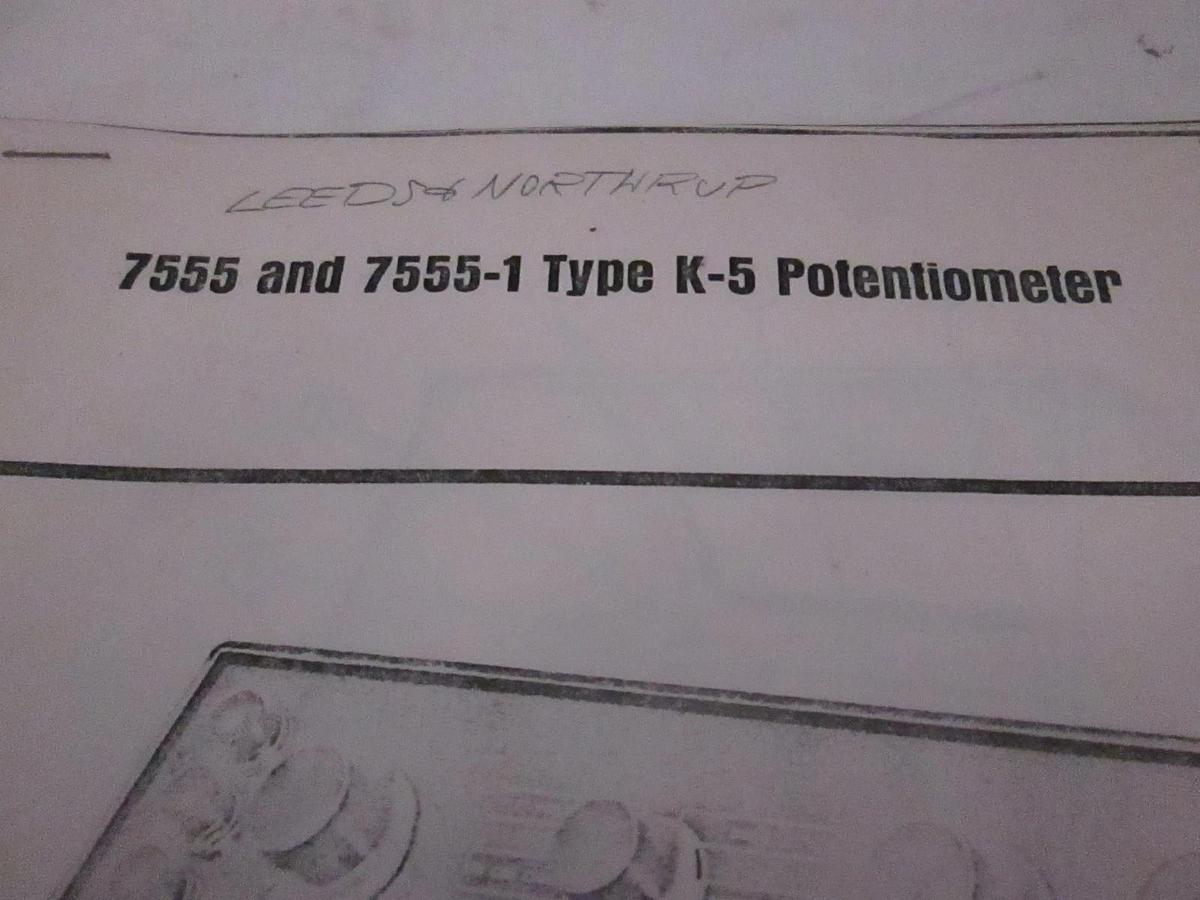 Used Leeds Northrup 7555 and 7555-1 Type K-5 Potentiometer Parts List, Used