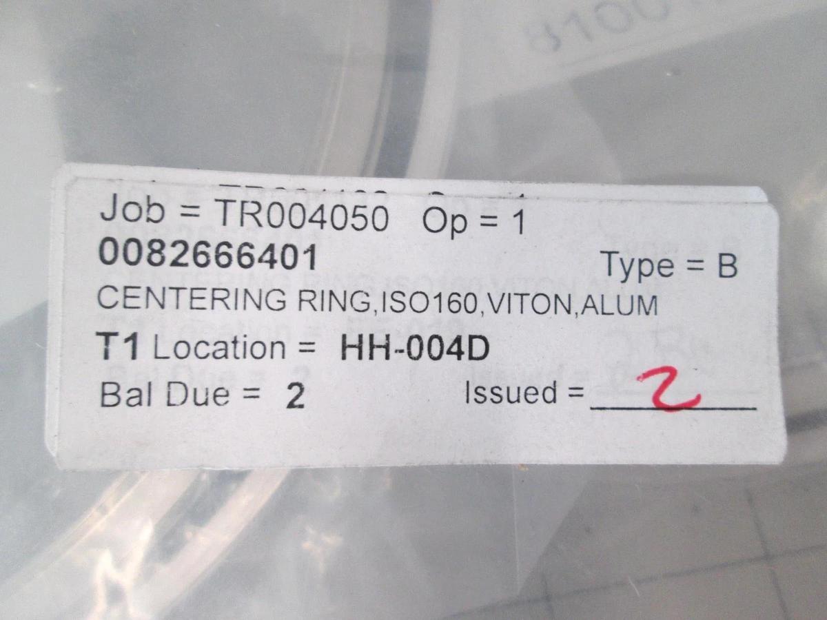 MDC, Aluminum Centering Ring, 810012, ISO 160, Viton, New, Lot of 2