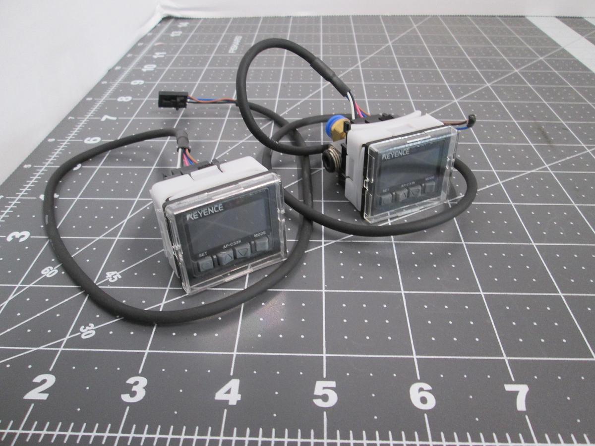 Used Keyence AP-C33K Digital Pneumatic Pressure Sensor Switch Controller Lot of 2