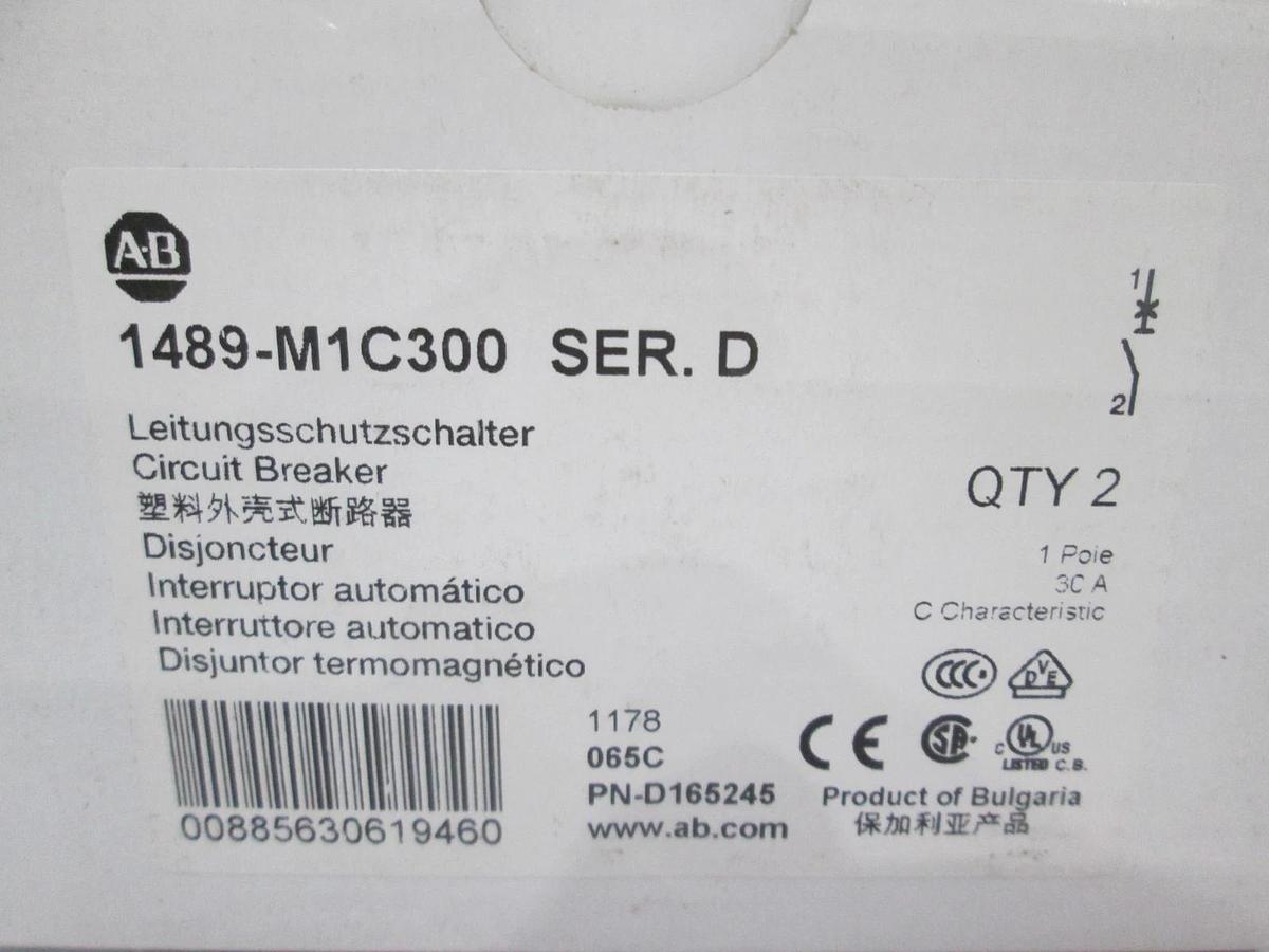 Allen Bradley, 1489-M1C300, Circuit Breaker, Single Pole, 30A, New, Lot of 2