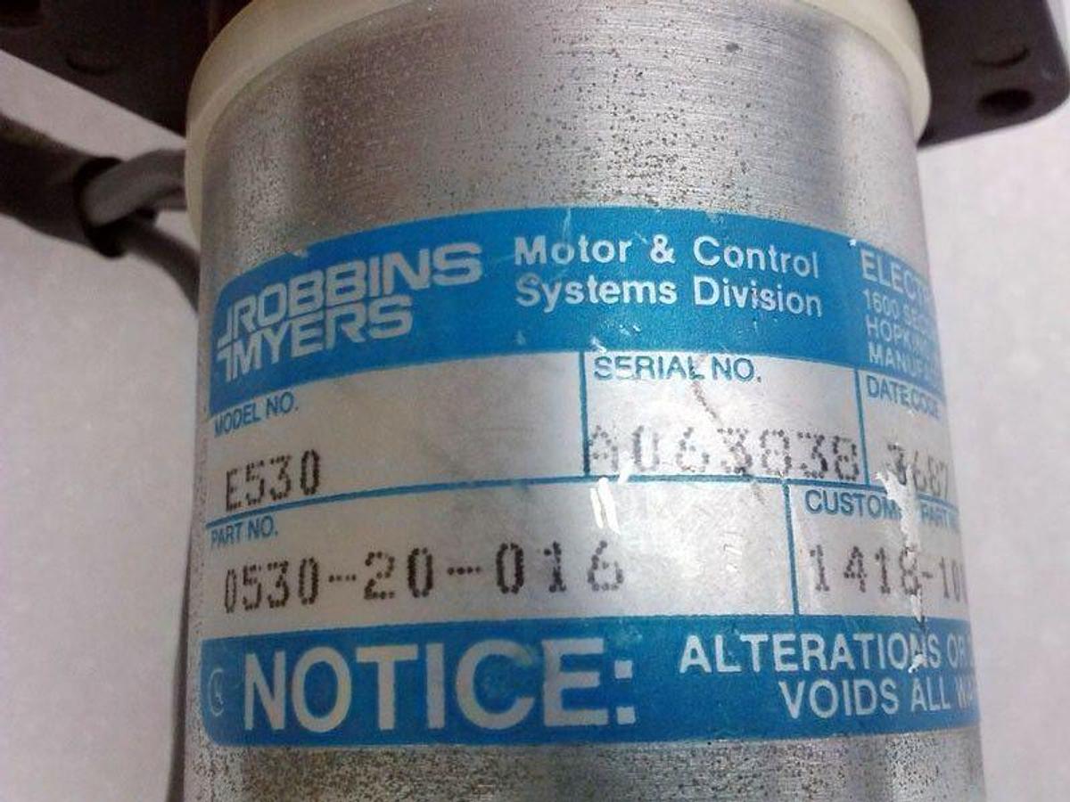 Used ROBBINS MYERS E530, Electro Craft Servo Motor, P/N: 0530-20-016