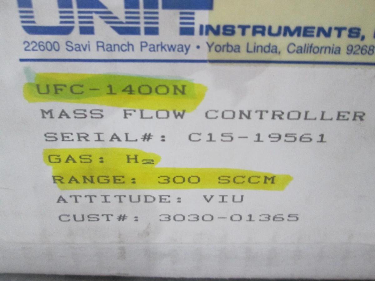 Unit, UFC-1400N, Mass Flow Controller, H2, 300 SCCM, New