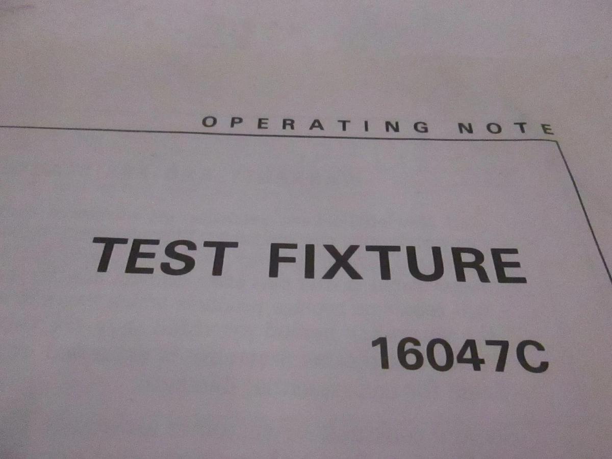 Used HP Model 16047C Test Fixture Operating Note, Used