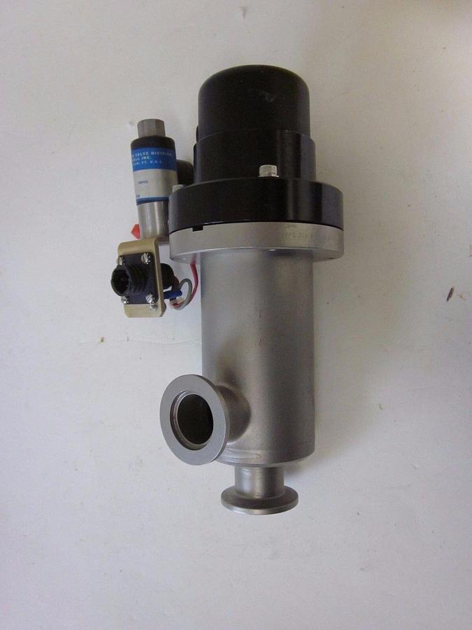 Used HPS MKS Vacuum Bellows Sealed Angle Gate Valve NW-25, 1" w/ Skinner Solenoid