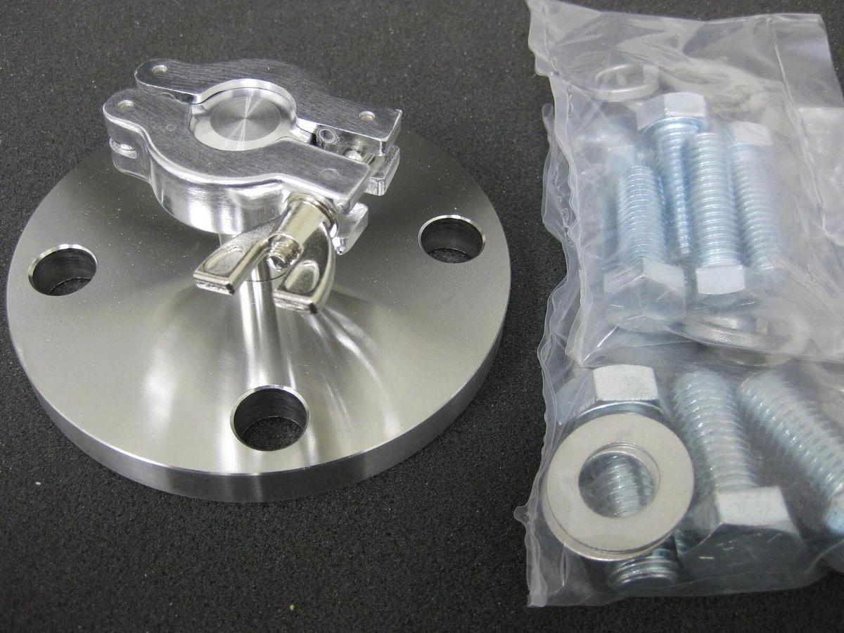 Stainless Steel Vacuum Assy: 5" F to NW16 Adapter, Centering Ring & Clamp