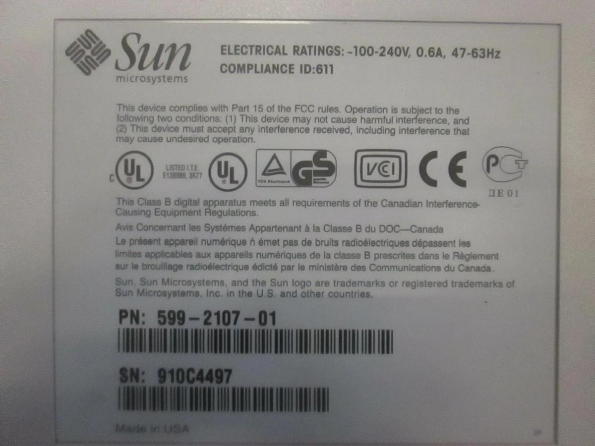 Used Sun, 599-2107-01, Digital Data Storage, Used