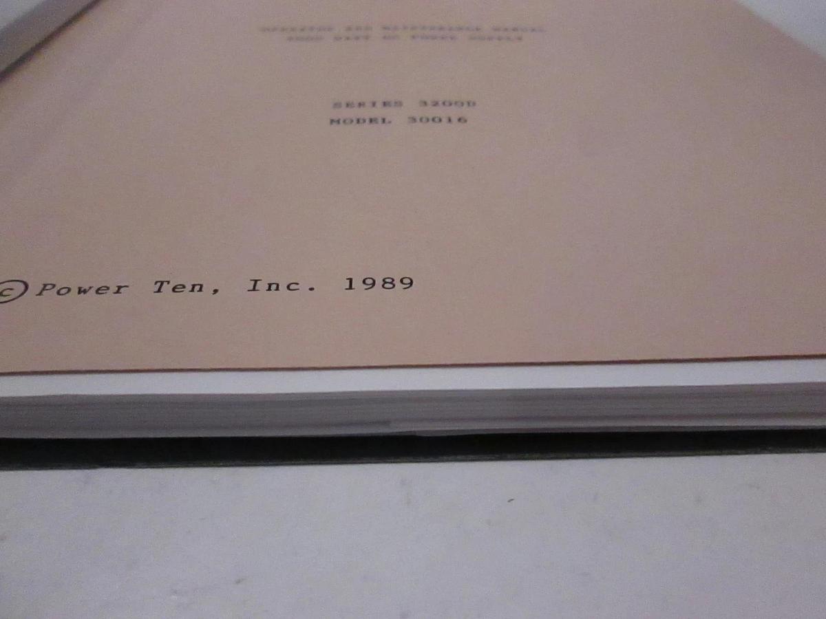Used Power Ten Series 3200D Model 30016 Operator and Maintenance Manual, Used