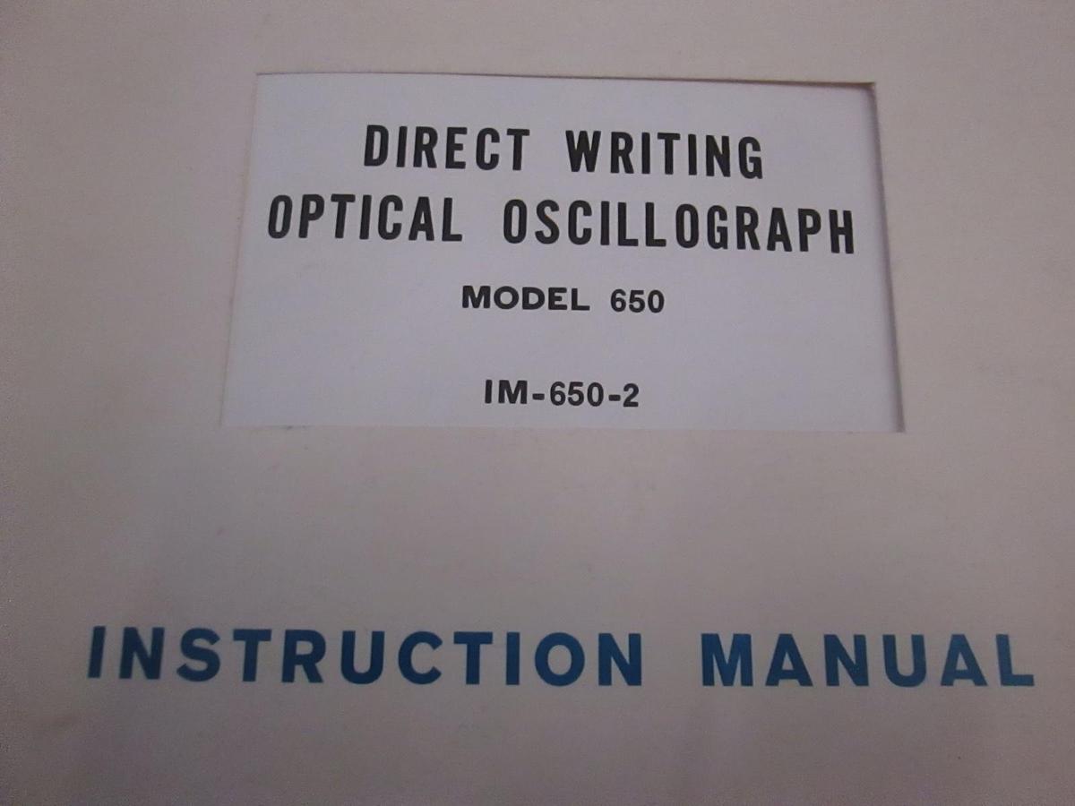 Used HP Model 650 Direct Writing Optical Oscillograph Instruction Manual, Used