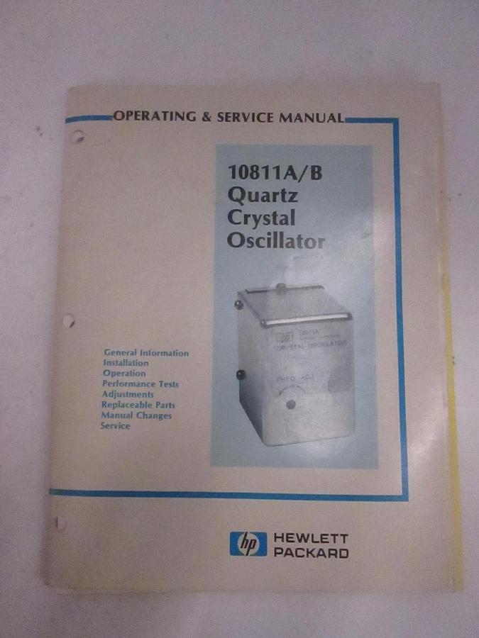 Used HP 110811A/B Quartz Crystal Oscillator Operating and Service Manual, Used