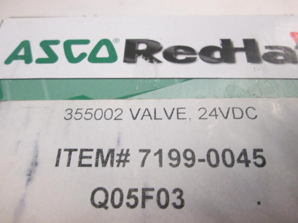 Asco, 355002, Solenoid Valve, 24 VDC, 60 PSI, New