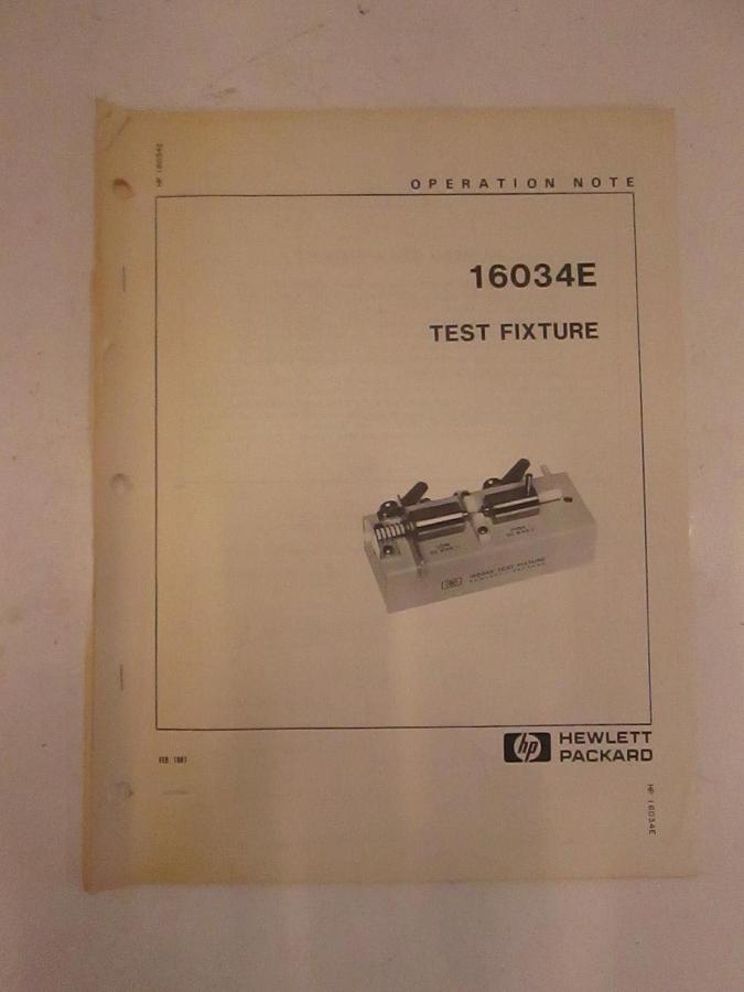 Used HP Model 16034E Test Fixture Operation Note, Used