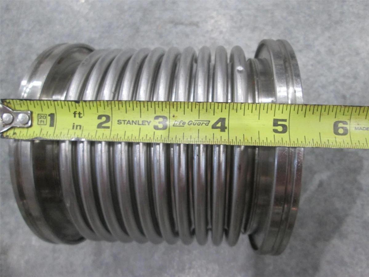Used Stainless Steel Formed Bellows Vacuum Pipe/Hose, 5"L, 127MM Flange, Used