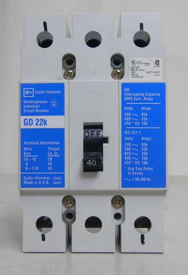 Used Cutler Hammer GD 22K Circuit Breaker 40A