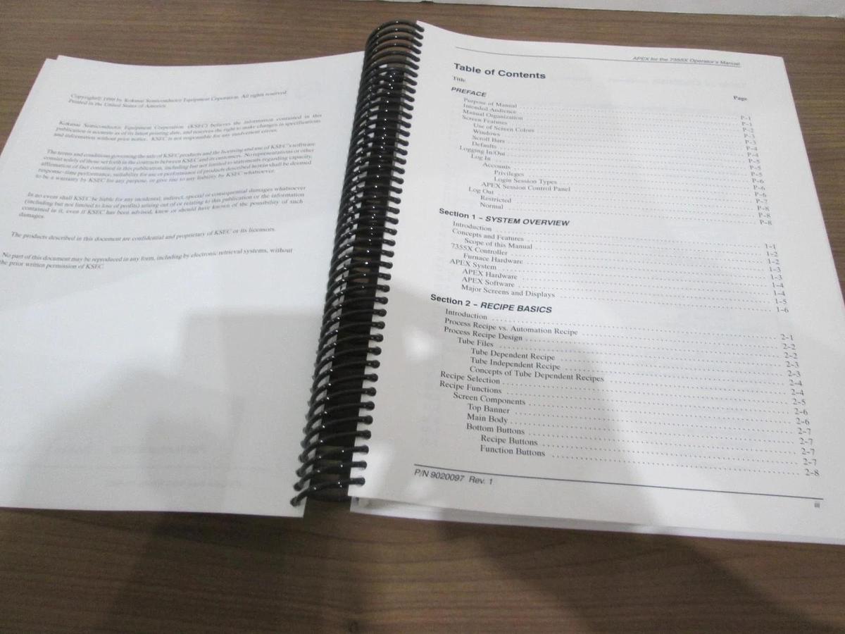 Used Kokusai, 9020097, APEX 7355X Operator Manual, Used