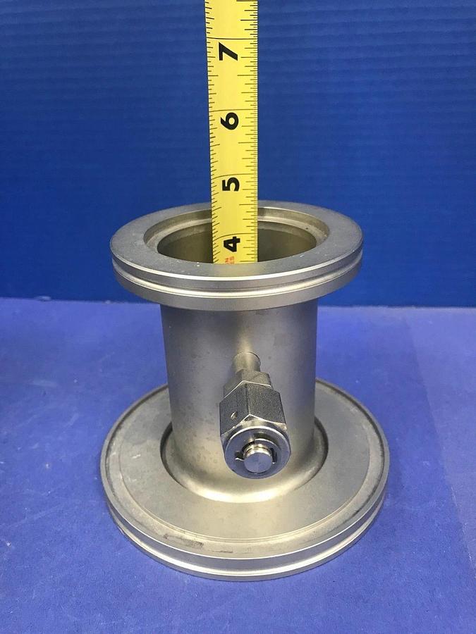 Used Stainless Steel Vacuum Fitting: ISO80 x ISO100 to ISO80 Full Nipple w/ 1 Port