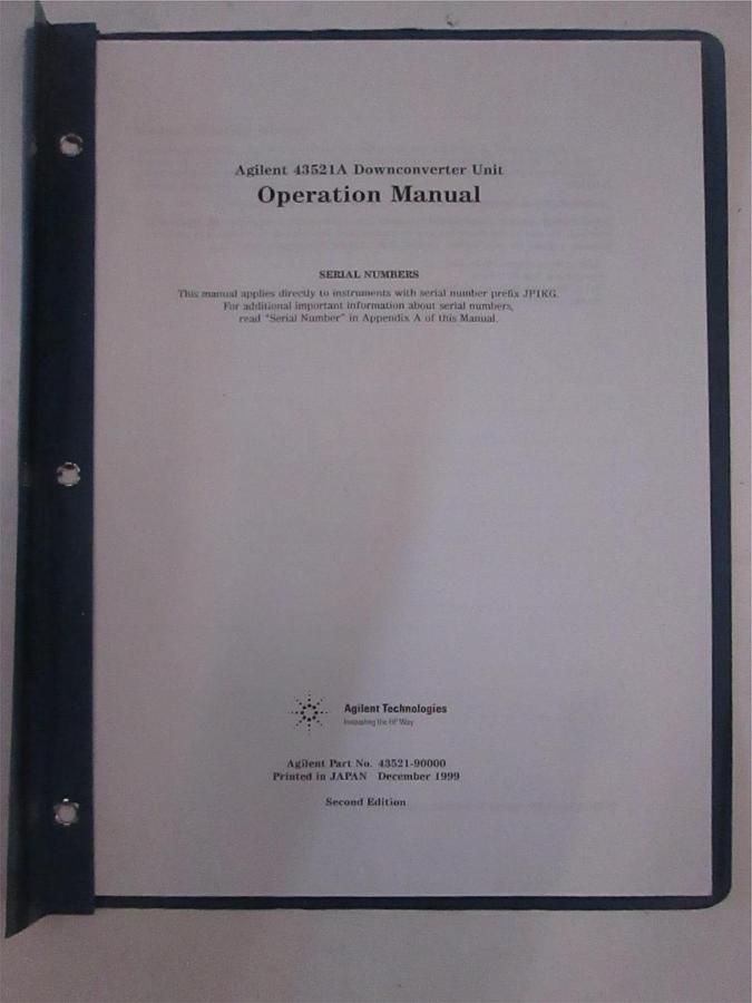 Used Agilent 43521A Downconverter Unit Operation Manual, Used