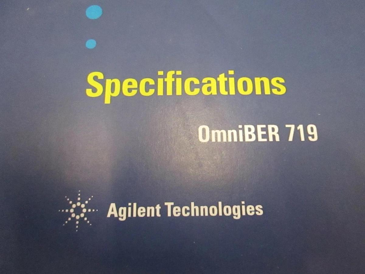 Used Agilent Technologies OmniBER 719 Quick Start Guide And Specifications Manual