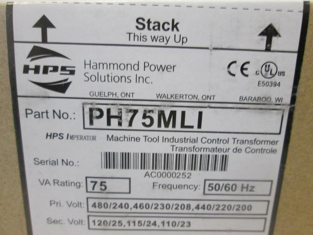 Hammond Power, PH75MLI Transformer, Machine Tool Industrial Control HPS, New