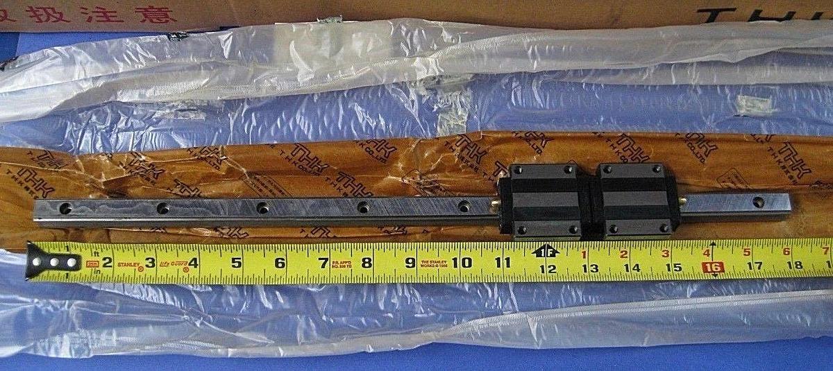 THK HSR15TA Linear Guide w/ 2 Full Ball Linear Motion Guide Blocks, Lot of 2 NEW
