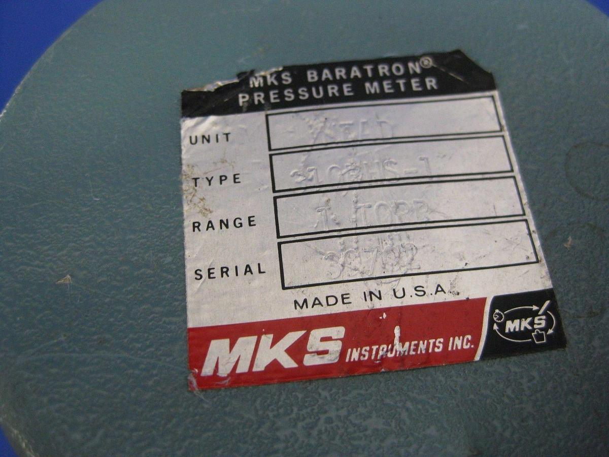 Used MKS Instruments Baratron 310BHS-1 Pressure Head, 1 Torr, Used