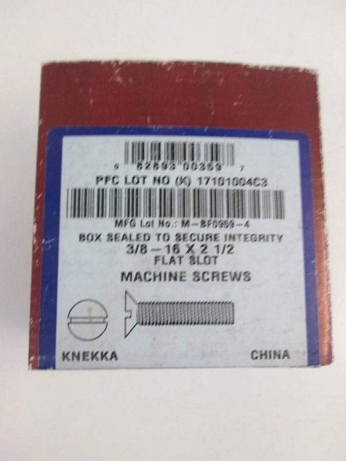 PFC Flat Slot Machine Screws, 00400-2626-421, 3/8- 16 x 2 1/2, Lot of 25 New