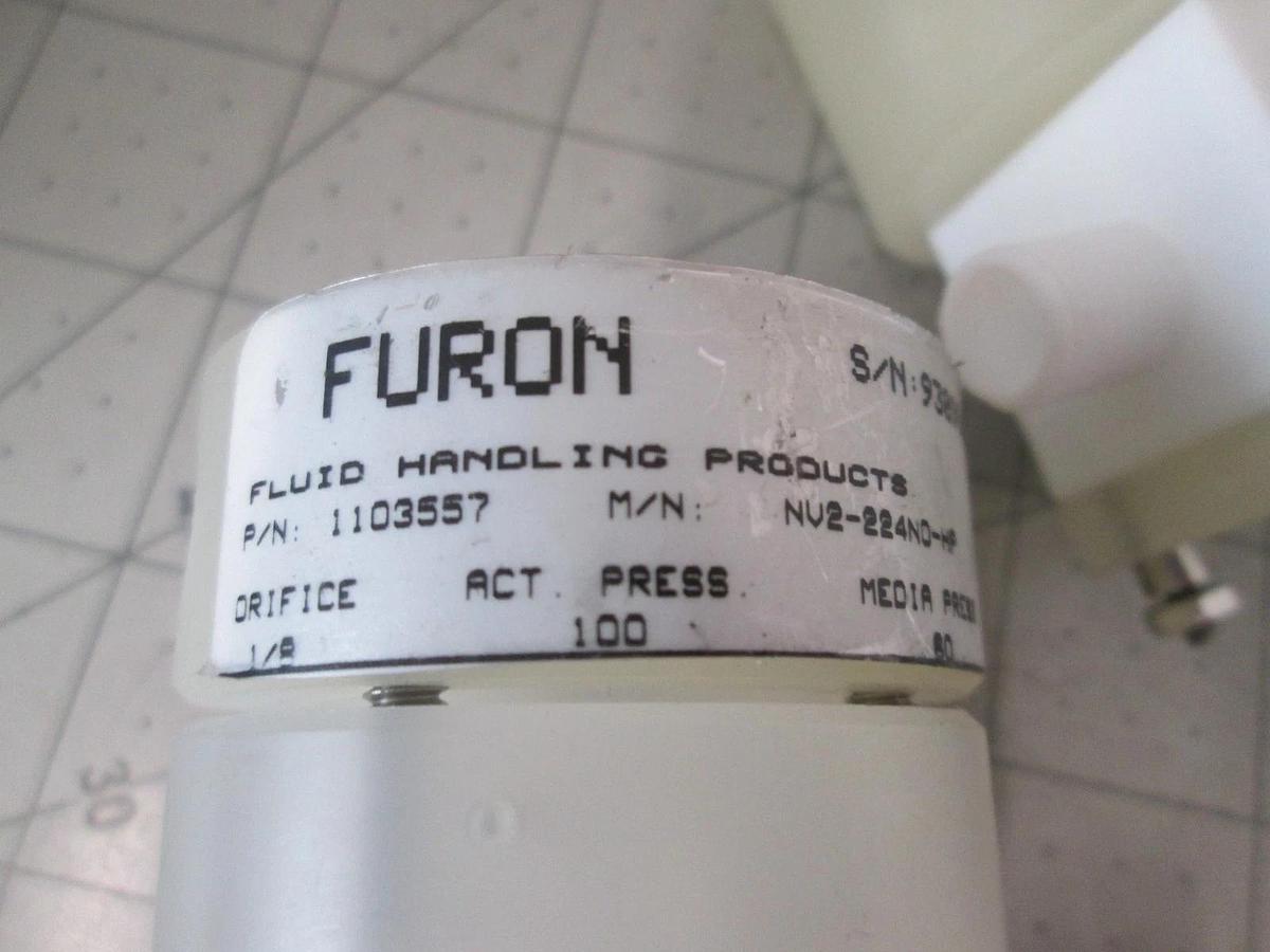 Used Furon NV2-224 High Purity N.O. Pneumatic Valve, 60 psi/100 psi, Used, Lot of 3