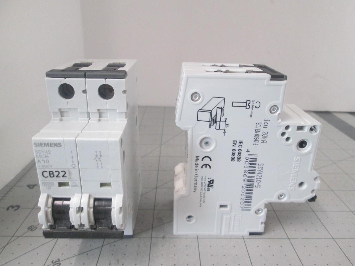 Used Siemens, 5SY42 MCB, Circuit Breaker, 2 Pole, Used, Lot of 2