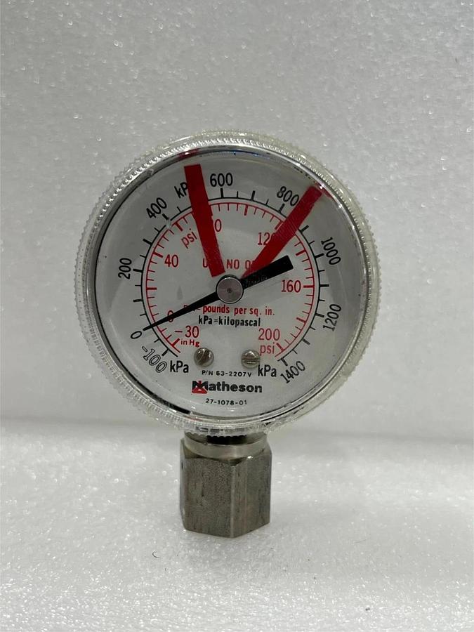Used Matheson, 27-1078-01 Pressure Gauge, -30-0-200 psi, Used