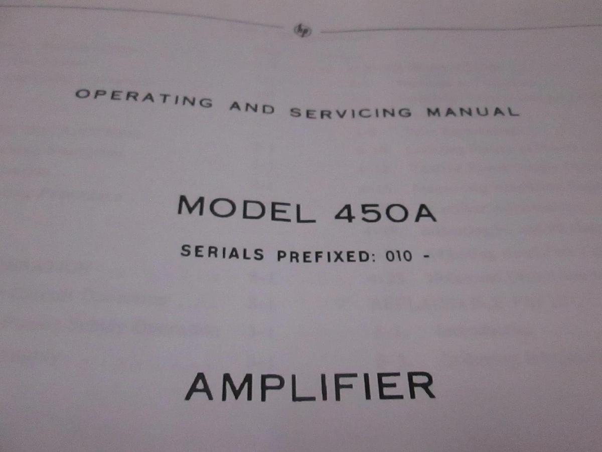 Used HP Model 450A Amplifier Operating and Servicing Manual, Used