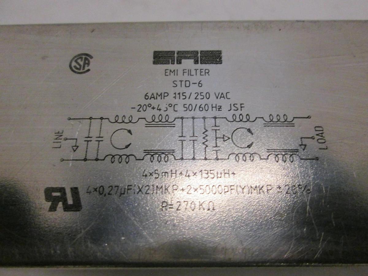 Used SAE, STD-6, EMI Filter, 6 Amp 115/250 VAC, Used