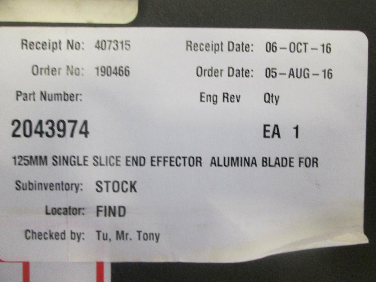 Varian, 125MM Single Slice End Effector Alumina Blade, 2043974, New