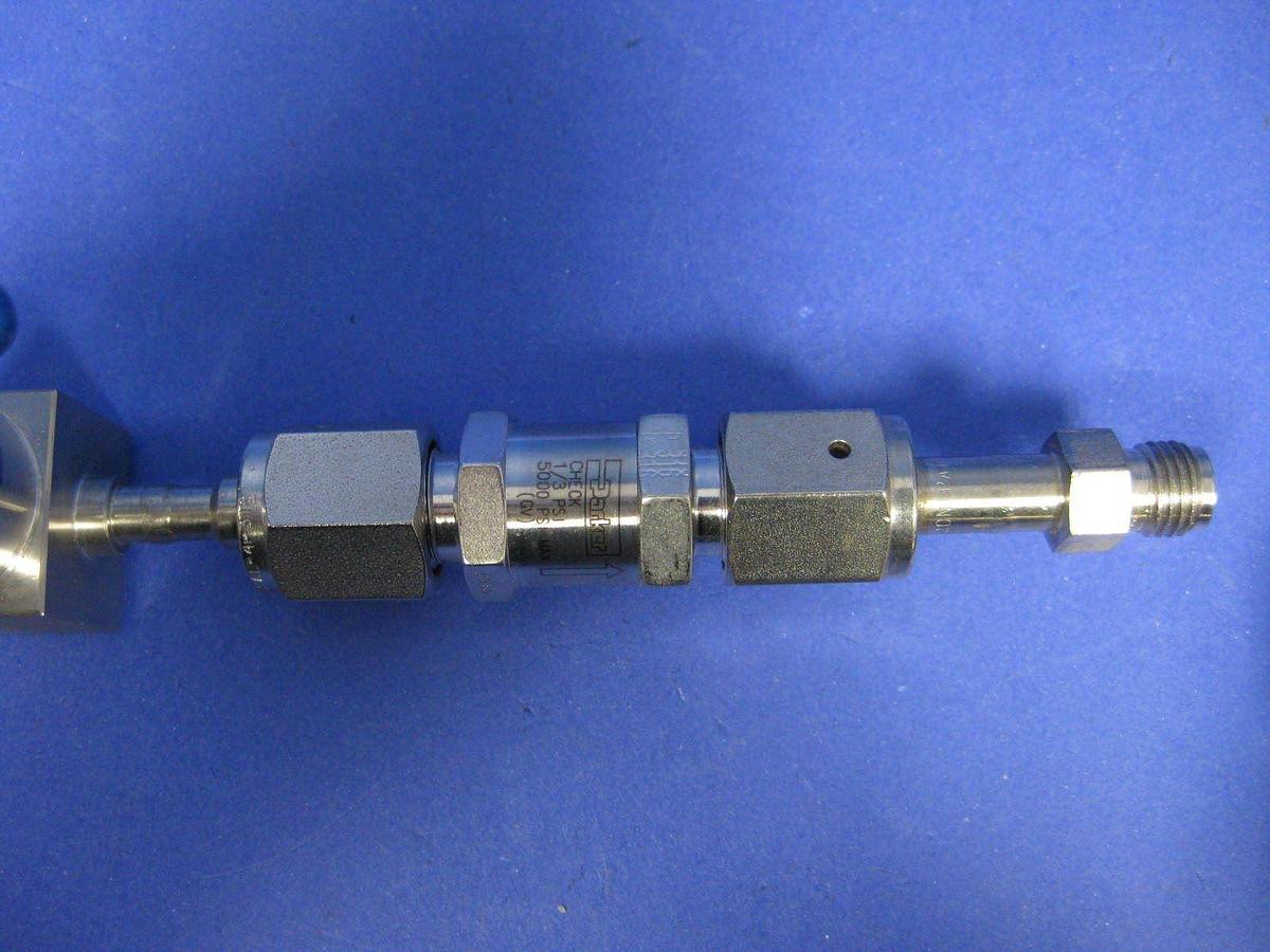 Used Semi-gas Manual Shut Off Flow Valve Assy w/ Parker Line Check Valve, Used