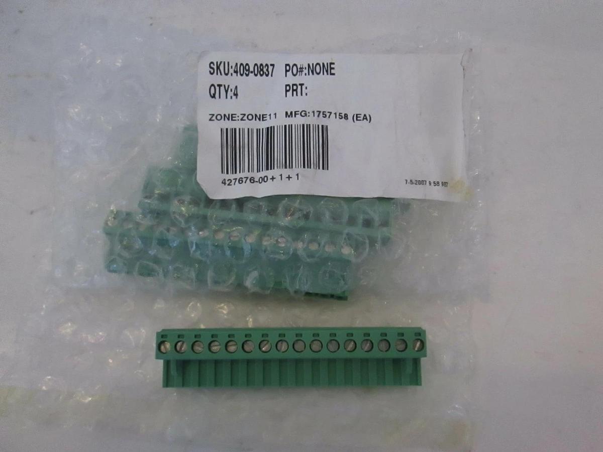 Wire-Board Connector, 409-0837, Zone 11, 16 Position, New, Lot of 4