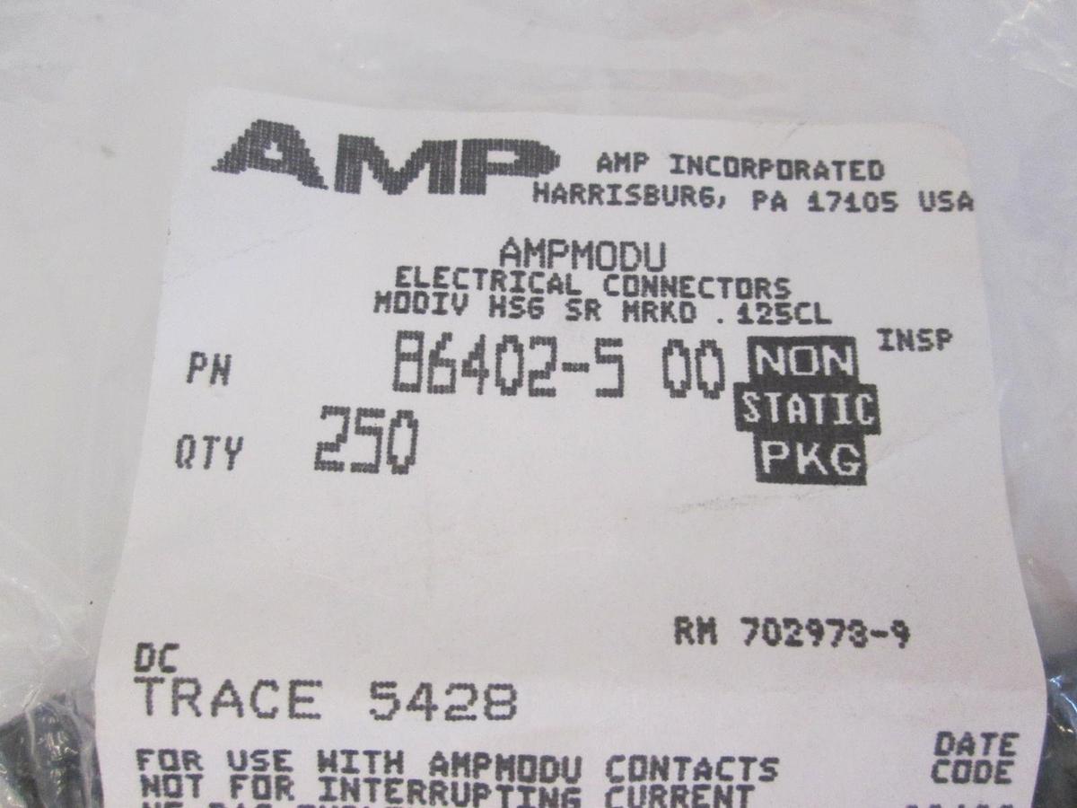 Used AMP Electrical Connectors, B6402-5-00, Lot of 250