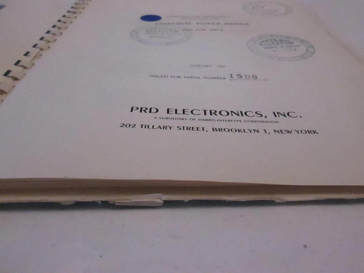 Used PRD Type 650-B Universal Power Bridge Operating and Maintenance, Used
