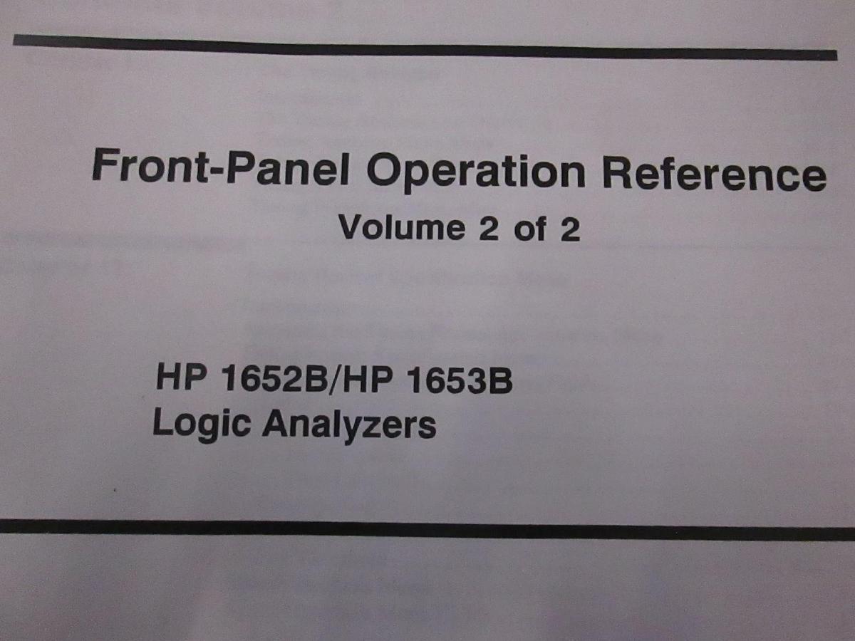 Used HP Model 1652B/1653B Logic Analyzers Front Panel Operation Reference Vol 2, Used