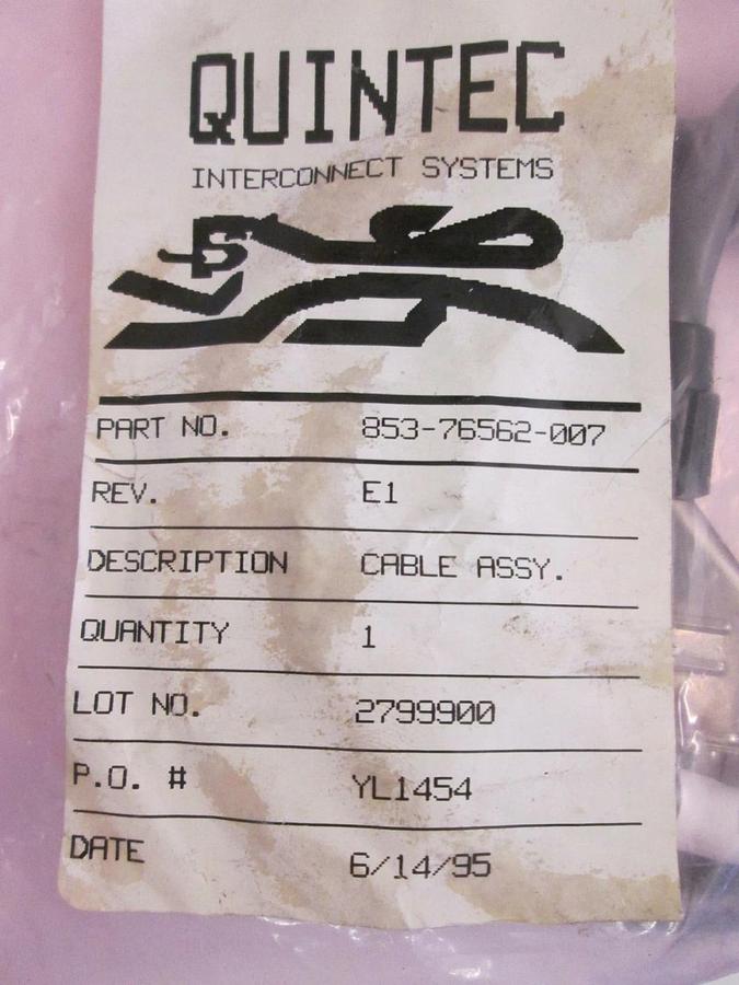 LAM Research, Quintec Interconnect Systems 853-76562-007 Cable Assembly, Rev. E1