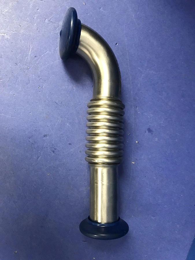 SS Vacuum Pipe, 90° Elbow, Bellows Neck, NW25, 7"L, New