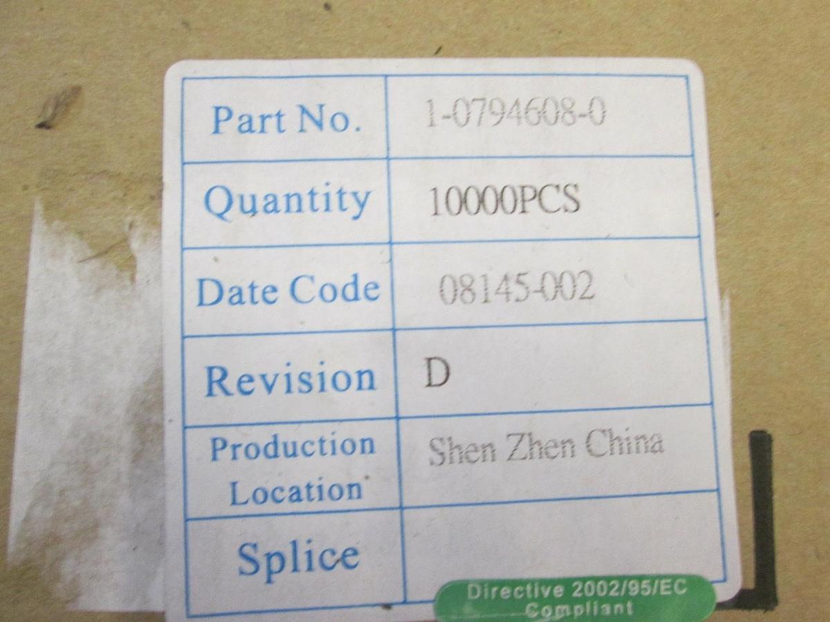 Tyco, 1-0794608-0, Connector Pin 20-24 AWG Tin Crimp, Used, Lot of 10000