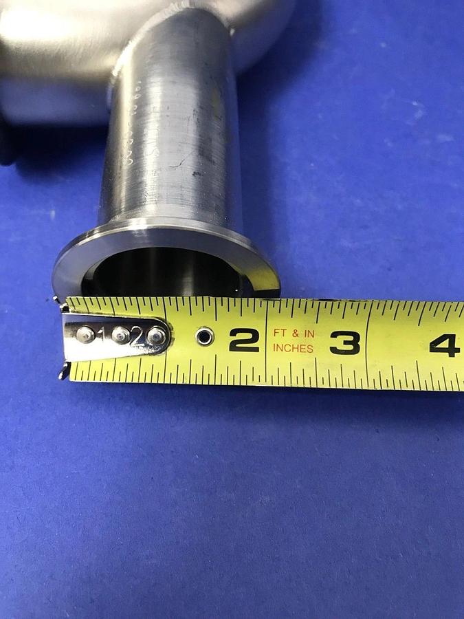SS Vacuum Tube 90° Elbow 4.5" x 3", NW50 Flanges & NW40 Port, LOT of 2 New