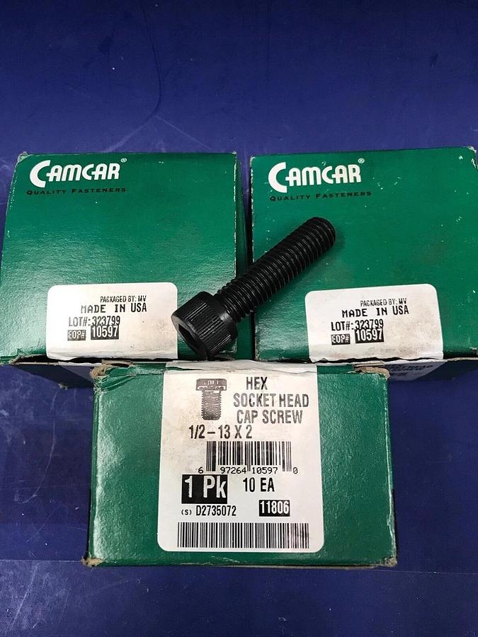 Used Camcar 1/2-13 x 2 Hex Socket Head Cap Screw, Lot of 30 Pieces