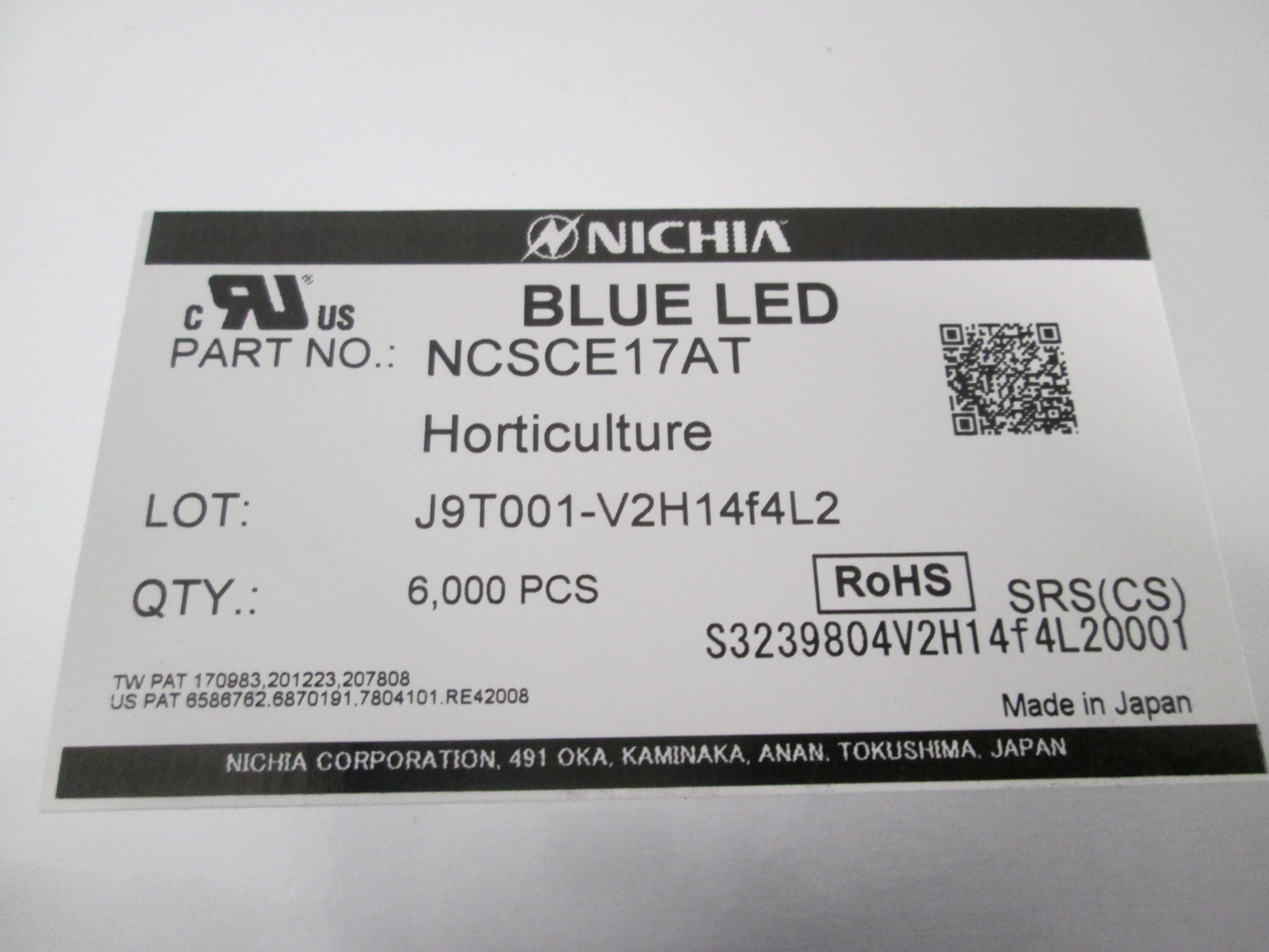 Nichia, NCSCE17AT, Royal Blue LED 6000PCS Reel SMD Surface Mount RoHS