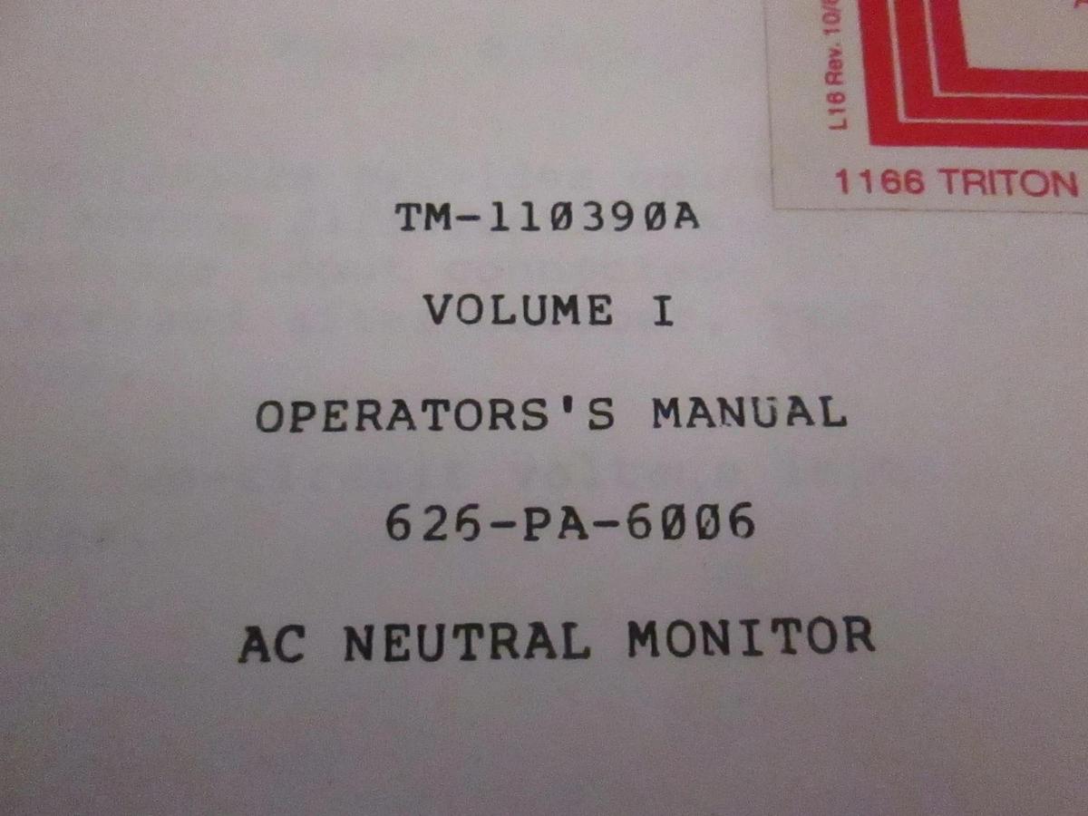 Used Dranetz TM-110390A Volume 1 Operator's Manual, Used