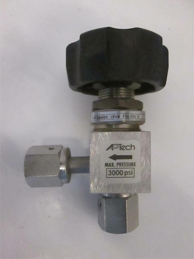 Used Aptech AP3600S 2PWB High Purity Valve 1/4" FVCR, Bottom Port, Used