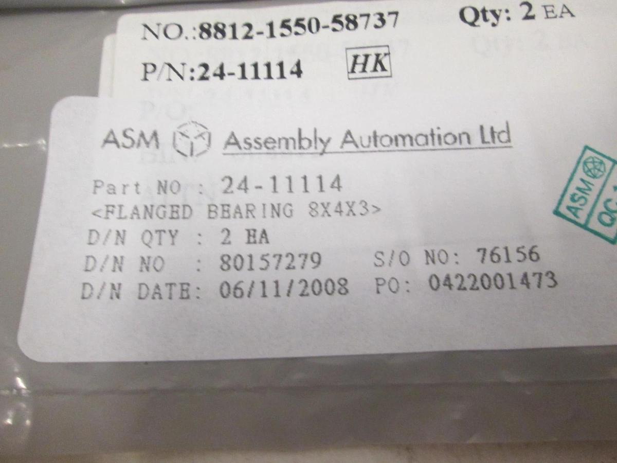 ASM, Flaned Bearing 8x4x3, 24-11114, New, Lot of 2