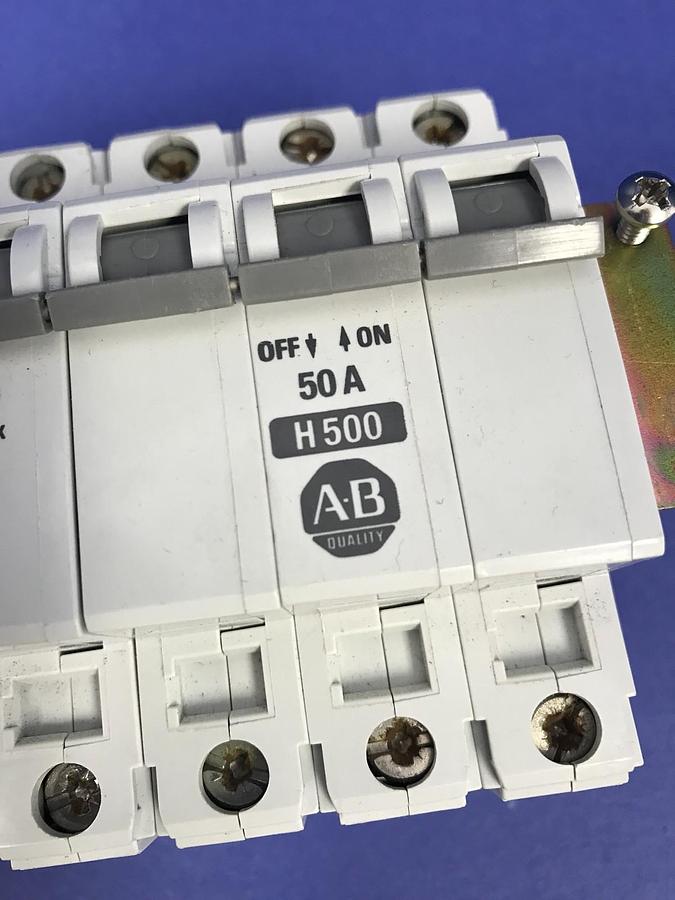 Used Allen-Bradley 1492-ACB H500 Circuit Breaker 4-Pole, 50A, Lot of 2
